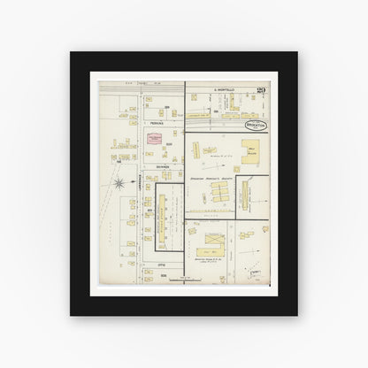 Old map wall art mockup — black gallery frame with white mat — Sanborn Fire Insurance Map from Brockton, Plymouth County, Massachusetts (1889), Sheet #0029