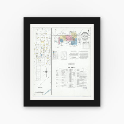 Old map wall art mockup — black gallery frame with white mat — Sanborn Fire Insurance Map from Baltimore, Fairfield County, Ohio (1946) - Complete Map Set