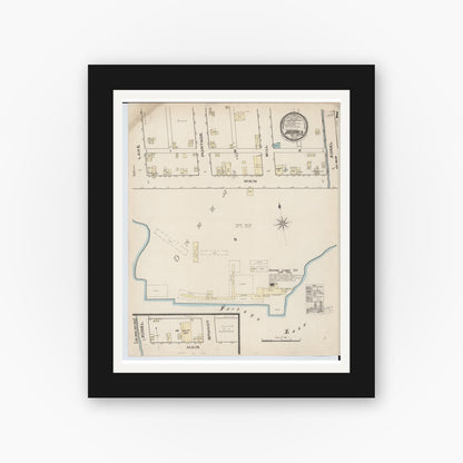 Old map wall art mockup — black gallery frame with white mat — Sanborn Fire Insurance Map from Onekama, Manistee County, Michigan (1885) - Complete Map Set