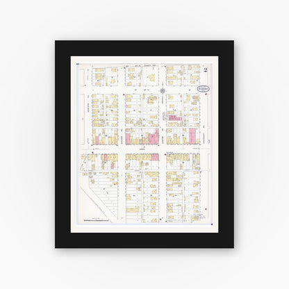 Old map wall art mockup — black gallery frame with white mat — Sanborn Fire Insurance Map from Biwabik, Saint Louis County, Minnesota (1912), Sheet #0002