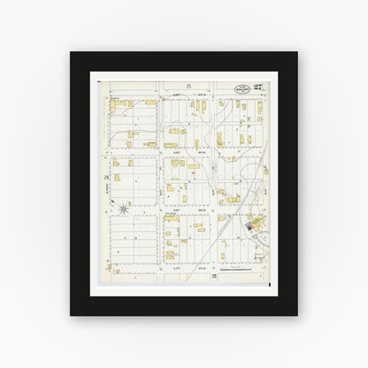 Old map wall art mockup — black gallery frame with white mat — Sanborn Fire Insurance Map from Ashland, Ashland County, Wisconsin (1901), Sheet #0027