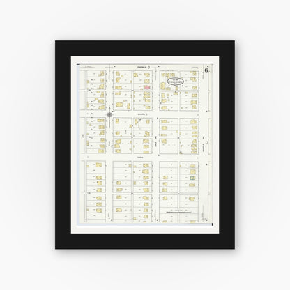 Old map wall art mockup — black gallery frame with white mat — Sanborn Fire Insurance Map from Chicago Junction, Huron County, Ohio (1911), Sheet #0006