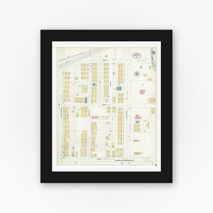 Old map wall art mockup — black gallery frame with white mat — Sanborn Fire Insurance Map from Bristol, Bucks County, Pennsylvania (1903), Sheet #0006