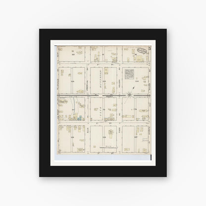 Old map wall art mockup — black gallery frame with white mat — Sanborn Fire Insurance Map from Ashland, Ashland County, Wisconsin (1884), Sheet #0005