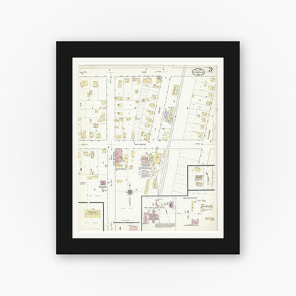 Old map wall art mockup — black gallery frame with white mat — Sanborn Fire Insurance Map from Juneau, Dodge County, Wisconsin (1914), Sheet #0003