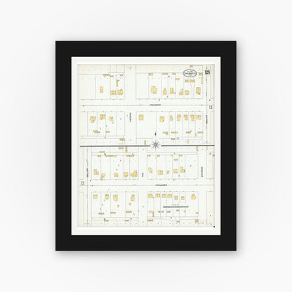 Old map wall art mockup — black gallery frame with white mat — Sanborn Fire Insurance Map from San Angelo, Tom Green County, Texas (1904), Sheet #0013
