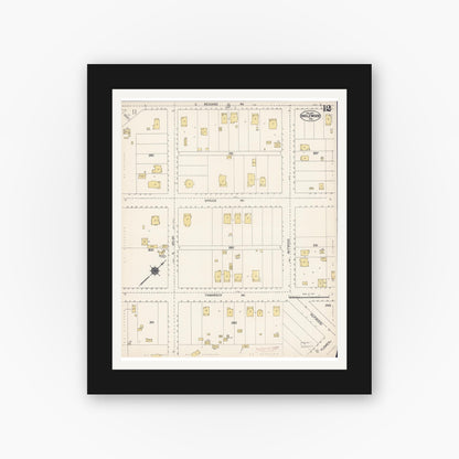 Old map wall art mockup — black gallery frame with white mat — Sanborn Fire Insurance Map from Inglewood, Los Angeles County, California (1912), Sheet #0012