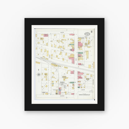 Old map wall art mockup — black gallery frame with white mat — Sanborn Fire Insurance Map from Brillion, Calumet County, Wisconsin (1906), Sheet #0002