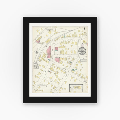 Old map wall art mockup — black gallery frame with white mat — Sanborn Fire Insurance Map from Cattaraugus, Cattaraugus County, New York (1907) - Complete Map Set
