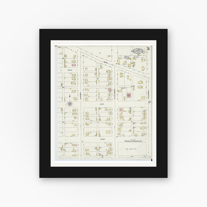 Old map wall art mockup — black gallery frame with white mat — Sanborn Fire Insurance Map from Crestline, Crawford County, Ohio (1896), Sheet #0003