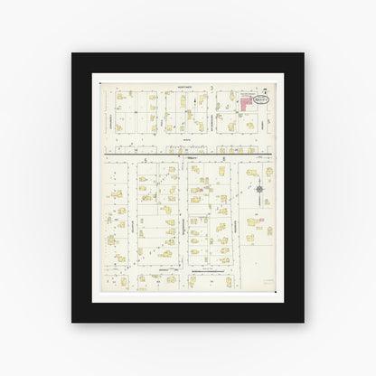 Old map wall art mockup — black gallery frame with white mat — Sanborn Fire Insurance Map from Barry, Pike County, Illinois (1913), Sheet #0007