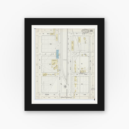 Old map wall art mockup — black gallery frame with white mat — Sanborn Fire Insurance Map from Ashland, Ashland County, Wisconsin (1890), Sheet #0015