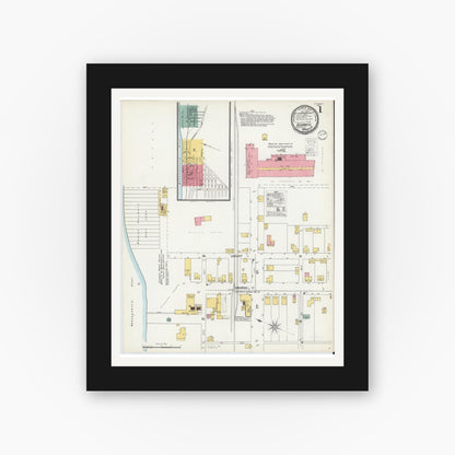 Old map wall art mockup — black gallery frame with white mat — Sanborn Fire Insurance Map from Elizabeth, Allegheny County, Pennsylvania (1900) - Complete Map Set