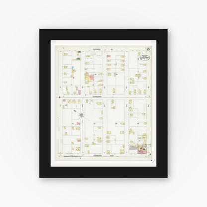 Old map wall art mockup — black gallery frame with white mat — Sanborn Fire Insurance Map from Carlstadt, Bergen County, New Jersey (1902), Sheet #0005