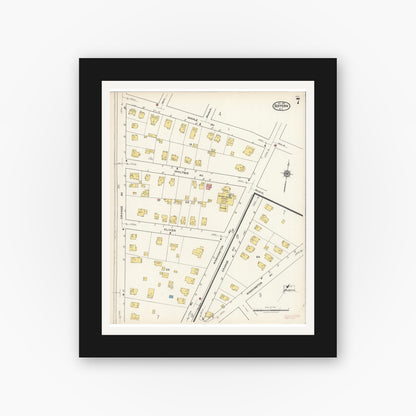 Old map wall art mockup — black gallery frame with white mat — Sanborn Fire Insurance Map from Suffern, Rockland County, New York (1921), Sheet #0007