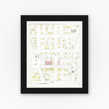 Old map wall art mockup — black gallery frame with white mat — Sanborn Fire Insurance Map from Eagle Grove, Wright County, Iowa (1900), Sheet #0004