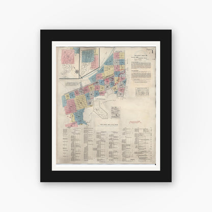 Old map wall art mockup — black gallery frame with white mat — Sanborn Fire Insurance Map from Burlingame, San Mateo County, California (1949) - Complete Map Set
