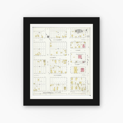 Old map wall art mockup — black gallery frame with white mat — Sanborn Fire Insurance Map from Montgomery City, Montgomery County, Missouri (1917), Sheet #0004