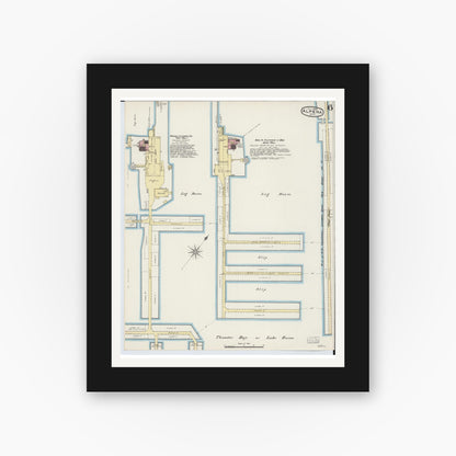 Old map wall art mockup — black gallery frame with white mat — Sanborn Fire Insurance Map from Alpena, Alpena County, Michigan (1890), Sheet #0006