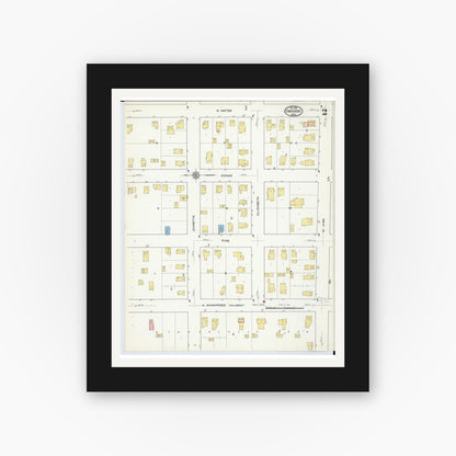 Old map wall art mockup — black gallery frame with white mat — Sanborn Fire Insurance Map from Owosso, Shiawassee County, Michigan (1915), Sheet #0002
