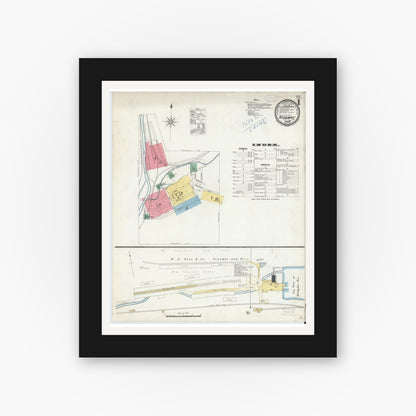 Old map wall art mockup — black gallery frame with white mat — Sanborn Fire Insurance Map from Ridgway, Elk County, Pennsylvania (1898) - Complete Map Set