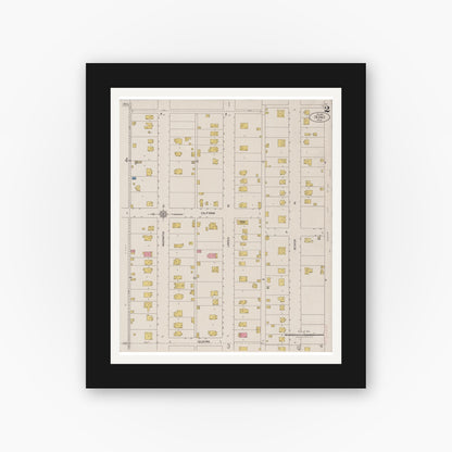 Old map wall art mockup — black gallery frame with white mat — Sanborn Fire Insurance Map from Oildale, Kern County, California (1922) - Complete Map Set