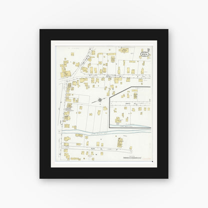Old map wall art mockup — black gallery frame with white mat — Sanborn Fire Insurance Map from Berlin, Rensselaer County, New York (1912), Sheet #0002