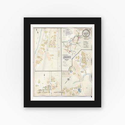Old map wall art mockup — black gallery frame with white mat — Sanborn Fire Insurance Map from Waialua, Honolulu County, Hawaii (1957) - Complete Map Set