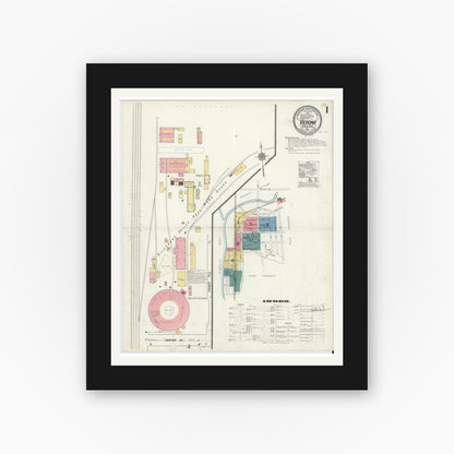 Old map wall art mockup — black gallery frame with white mat — Sanborn Fire Insurance Map from Verona, Allegheny County, Pennsylvania (1911) - Complete Map Set