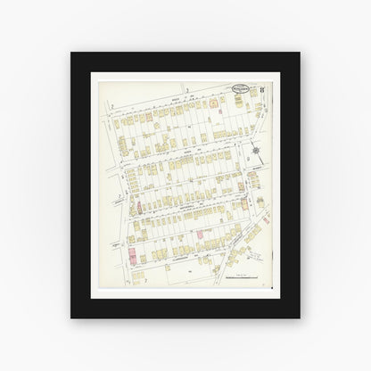 Old map wall art mockup — black gallery frame with white mat — Sanborn Fire Insurance Map from Monessen, Westmoreland County, Pennsylvania (1914), Sheet #0008