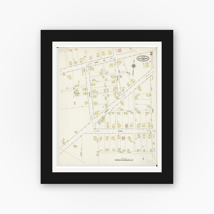 Old map wall art mockup — black gallery frame with white mat — Sanborn Fire Insurance Map from Columbiana, Columbiana County, Ohio (1915), Sheet #0002