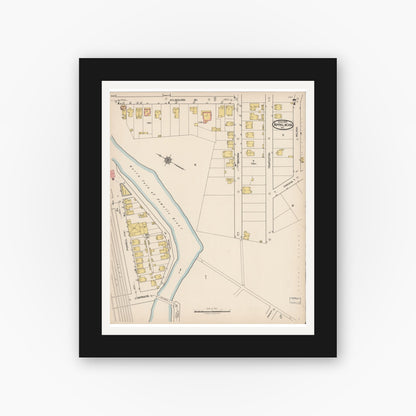 Old map wall art mockup — black gallery frame with white mat — Sanborn Fire Insurance Map from Appalachia, Wise County, Virginia (1922), Sheet #0007