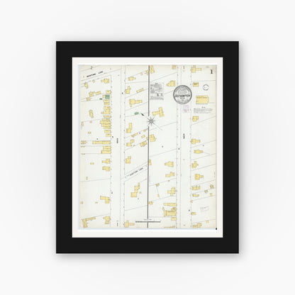 Old map wall art mockup — black gallery frame with white mat — Sanborn Fire Insurance Map from Easthampton, Suffolk County, New York (1902) - Complete Map Set