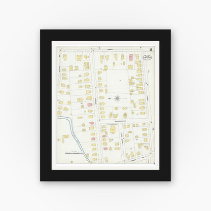 Old map wall art mockup — black gallery frame with white mat — Sanborn Fire Insurance Map from Cortland, Cortland County, New York (1902) - Complete Map Set