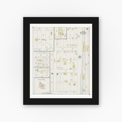 Old map wall art mockup — black gallery frame with white mat — Sanborn Fire Insurance Map from Heron Lake, Jackson County, Minnesota (1894), Sheet #0002