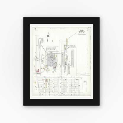 Old map wall art mockup — black gallery frame with white mat — Sanborn Fire Insurance Map from Koppel, Beaver County, Pennsylvania (1923), Sheet #0003