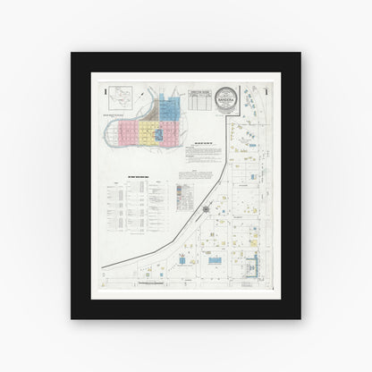 Old map wall art mockup — black gallery frame with white mat — Sanborn Fire Insurance Map from Bandera, Bandera County, Texas (1950) - Complete Map Set