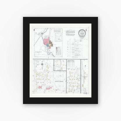 Old map wall art mockup — black gallery frame with white mat — Sanborn Fire Insurance Map from Jordan, Scott County, Minnesota (1947), Sheet #0001