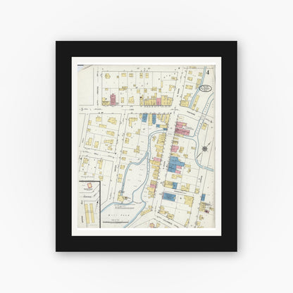 Old map wall art mockup — black gallery frame with white mat — Sanborn Fire Insurance Map from Lodi, Columbia County, Wisconsin (1919), Sheet #0004