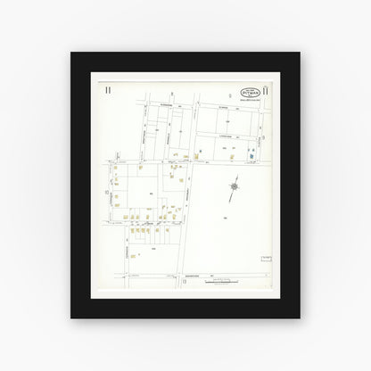 Old map wall art mockup — black gallery frame with white mat — Sanborn Fire Insurance Map from Pitman, Gloucester County, New Jersey (1923), Sheet #0011