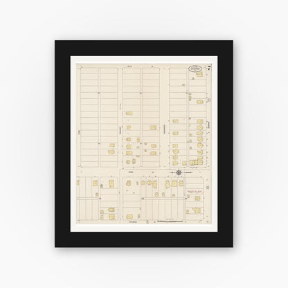 Old map wall art mockup — black gallery frame with white mat — Sanborn Fire Insurance Map from Calexico, Imperial County, California (1920), Sheet #0007