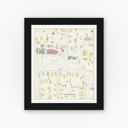 Old map wall art mockup — black gallery frame with white mat — Sanborn Fire Insurance Map from Prattsburgh, Steuben County, New York (1898), Sheet #0002