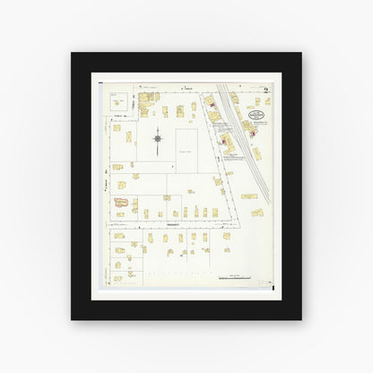 Old map wall art mockup — black gallery frame with white mat — Sanborn Fire Insurance Map from Andover, Ashtabula County, Ohio (1911), Sheet #0002