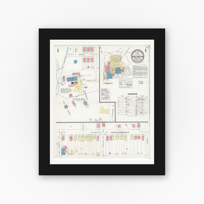 Old map wall art mockup — black gallery frame with white mat — Sanborn Fire Insurance Map from Shillington, Berks County, Pennsylvania (1928) - Complete Map Set