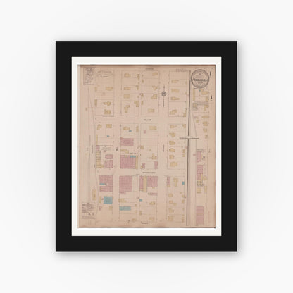 Old map wall art mockup — black gallery frame with white mat — Sanborn Fire Insurance Map from Francesville, Pulaski County, Indiana (1933) - Complete Map Set