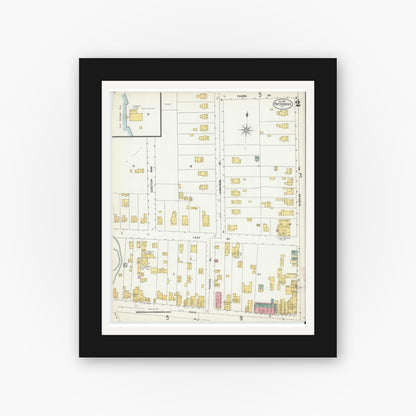 Old map wall art mockup — black gallery frame with white mat — Sanborn Fire Insurance Map from Patchogue, Suffolk County, New York (1902) - Complete Map Set