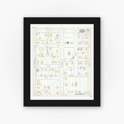 Old map wall art mockup — black gallery frame with white mat — Sanborn Fire Insurance Map from Jackson, Jackson County, Minnesota (1917), Sheet #0005