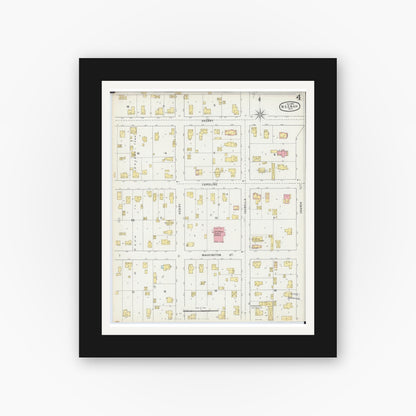 Old map wall art mockup — black gallery frame with white mat — Sanborn Fire Insurance Map from Neenah, Winnebago County, Wisconsin (1895), Sheet #0004