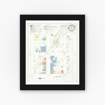 Old map wall art mockup — black gallery frame with white mat — Sanborn Fire Insurance Map from Brown City, Sanilac County, Michigan (1941) - Complete Map Set