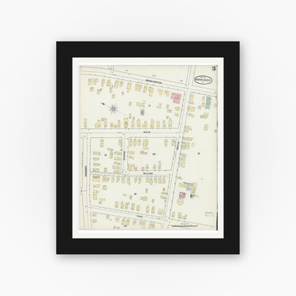 Old map wall art mockup — black gallery frame with white mat — Sanborn Fire Insurance Map from Herkimer, Herkimer County, New York (1890), Sheet #0003